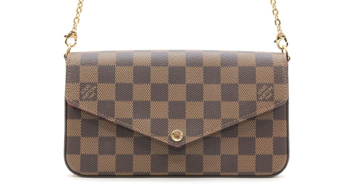 Louis Vuitton Damier Ebene Pochette Felicie Chain Clutch With Inserts  N63032 in Brown - Lyst