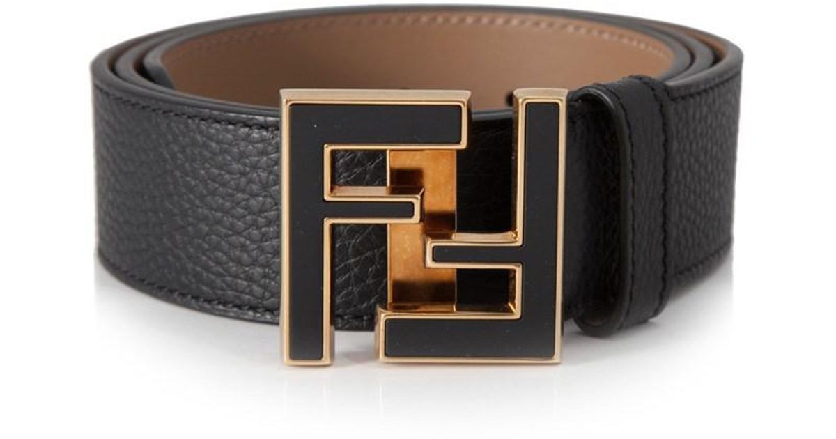 Fendi Ff Logo-buckle Leather Belt in Black Gold (Black) for Men - Lyst