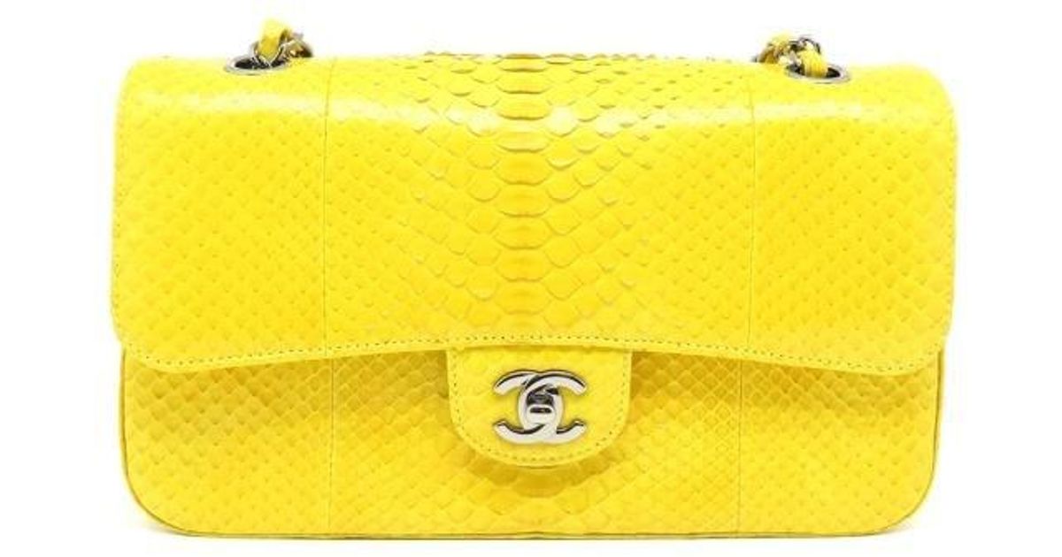 yellow snakeskin purse