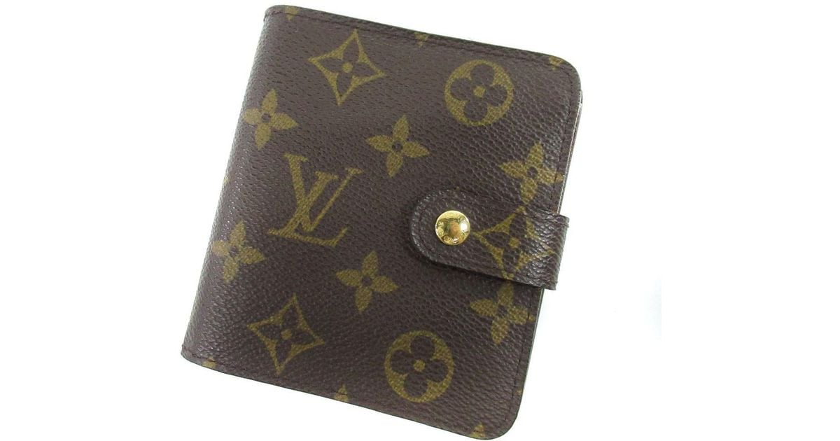 Louis Vuitton Monogram Canvas Bifold Wallet With Coin Pocket Compact Zip M61667 in Brown - Lyst