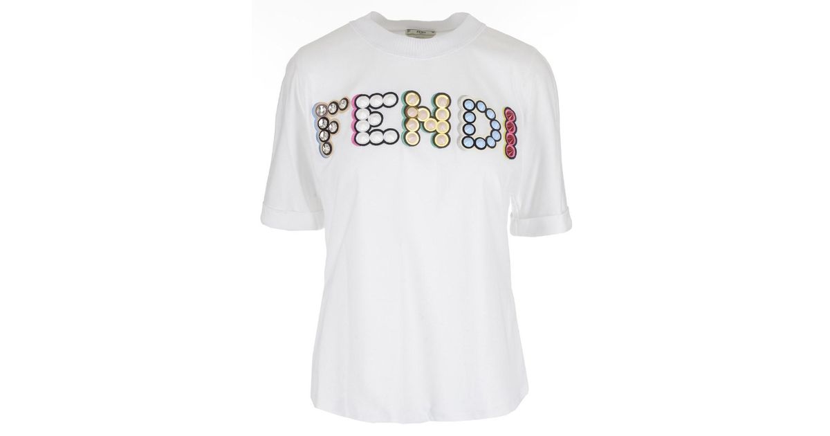 Fendi Studded Logo T Shirt Outlet, 54% OFF | www.ingeniovirtual.com
