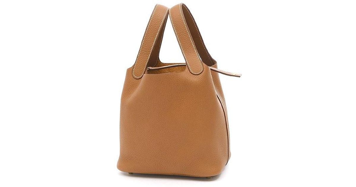 Hermes Picotin Lock Pm 18 Taurillon Clemence Gold Gold Hardware C Mark In Brown Lyst