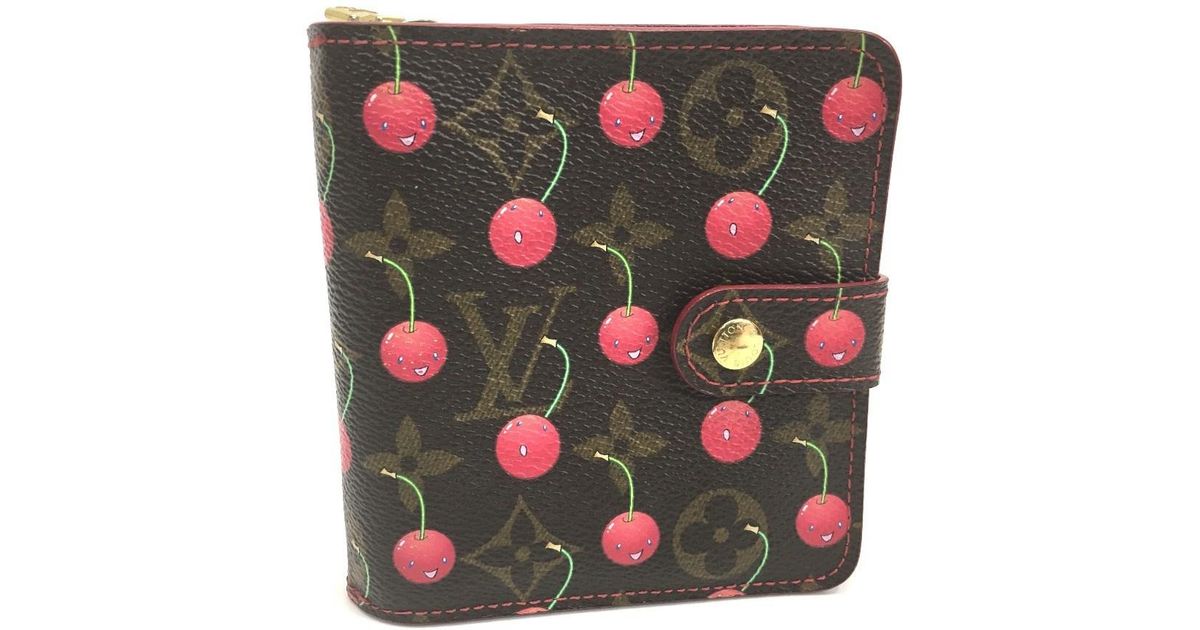 Louis Vuitton Monogram - Cherry Murakami Takashi Compact - Zip Bifold Wallet Cherrycanvas M95005 ...