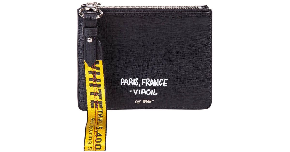 Off-White c/o Virgil Abloh Black For Display Only Leather Clutch With  Industrial Strap And Print On The Front - Lyst