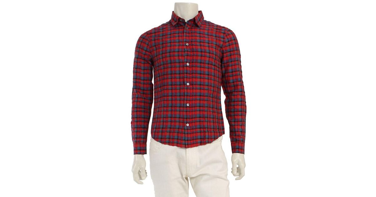 Louis Vuitton Shirt Check Monogram Silk Red, Blue And Black for Men - Lyst