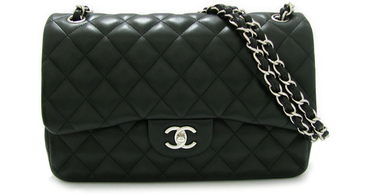 Chanel Matelasse W Flap Chain Shoulder Bag 30 A58600 Lambskin Leather Black Chanel Matelasse W Flap Chain Shoulder Bag 30 A58600 Lambskin Leather Black