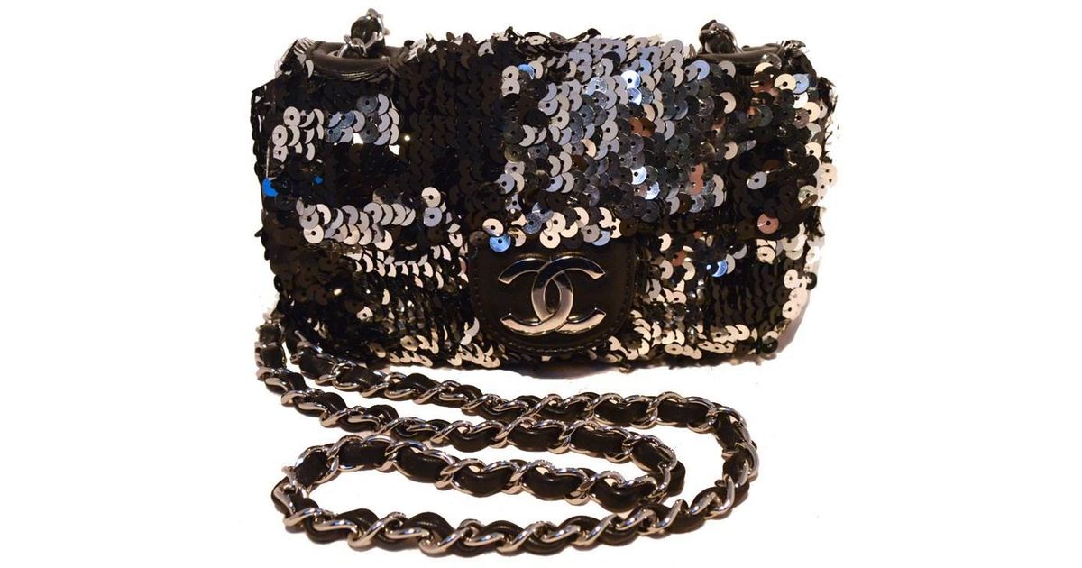black and silver chanel bag