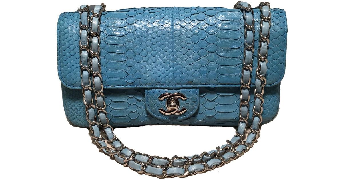 chanel blue python bag