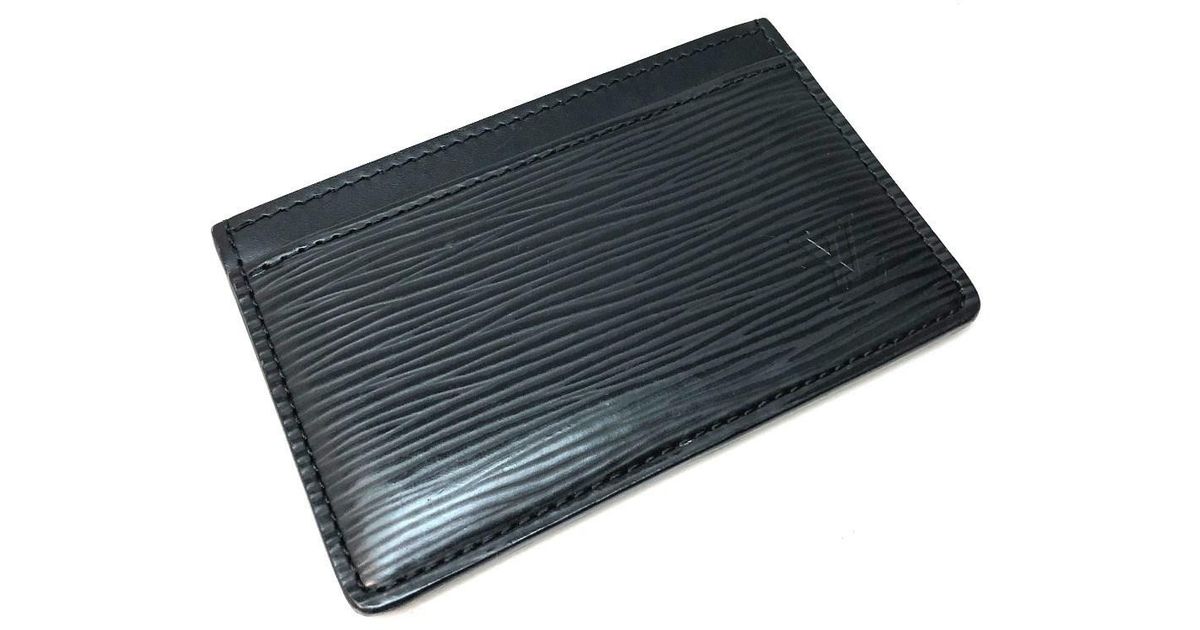 Louis Vuitton Epi Porte Cartes-simple Business Card Holder Pass Case Card Case Black Epi Leather ...