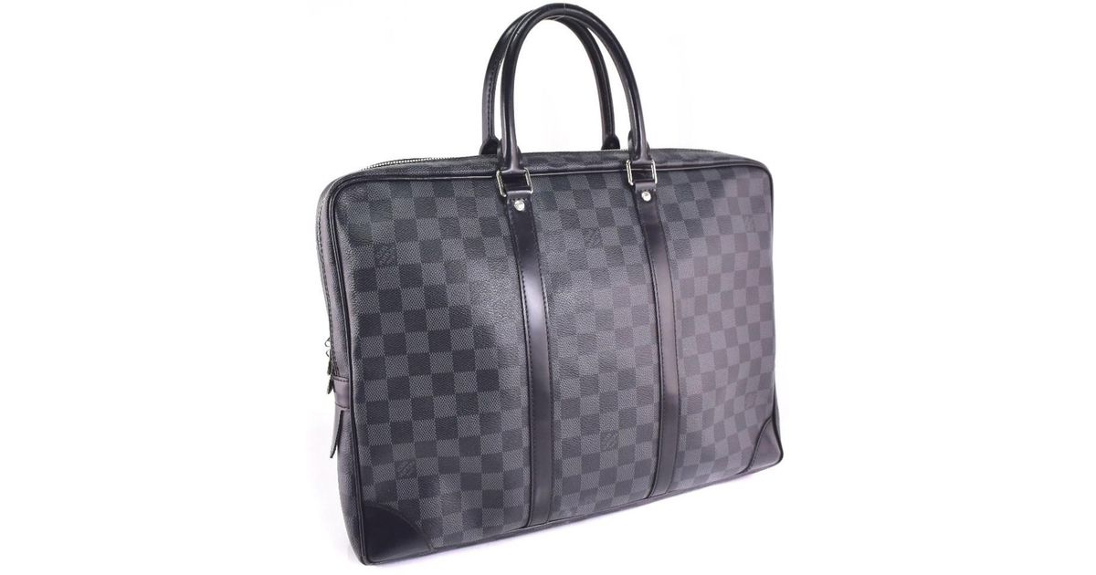 Louis Vuitton N 41125 Damier Graphite Canvas Black Business Bag Mens