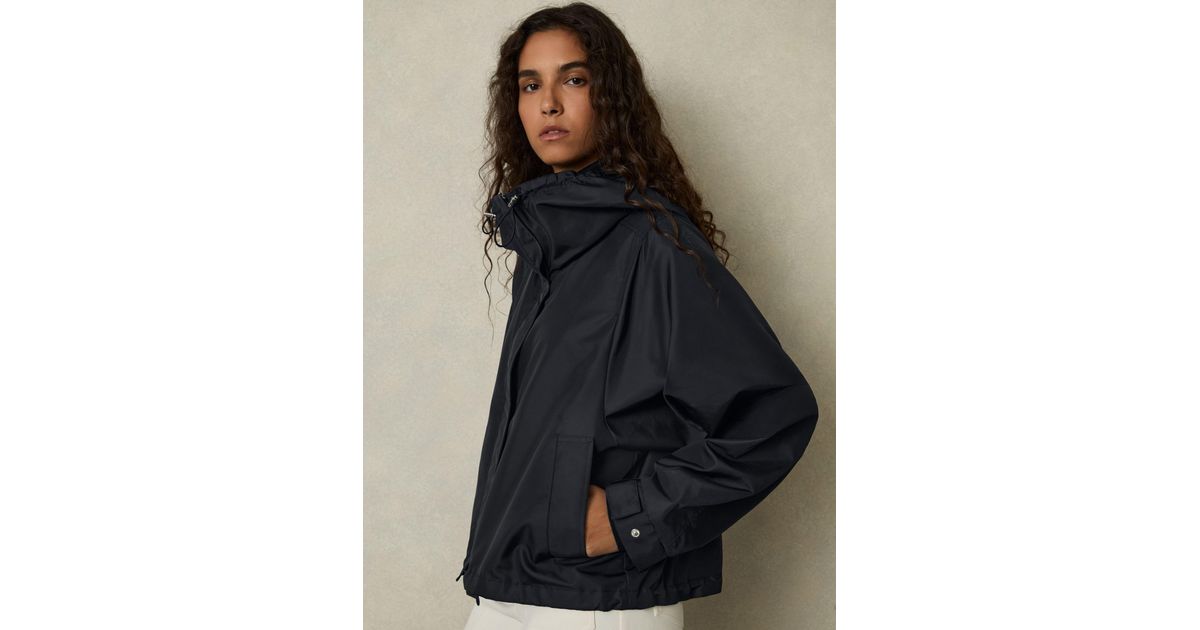 Reiss Technical Water-Repellent Hooded Jacket in Blue | Lyst