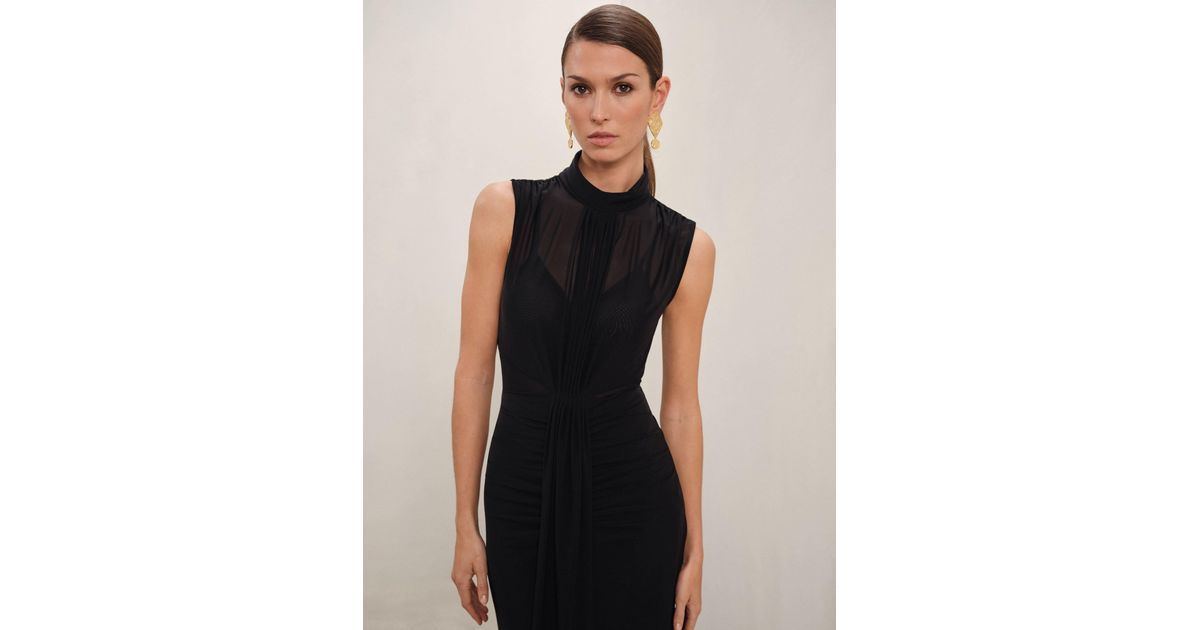 Reiss Daniella - Black Sleeveless Ruched Maxi Dress, 4 | Lyst
