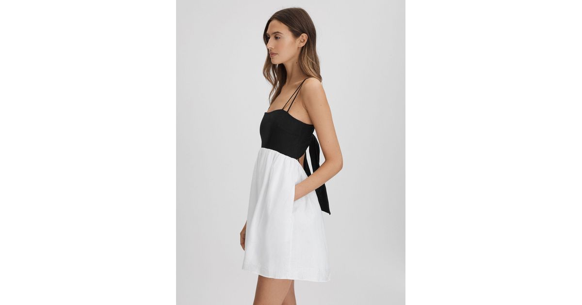 Reiss Linen Colourblock Mini Dress in White | Lyst Reiss Linen Colourblock Mini Dress in White | Lyst