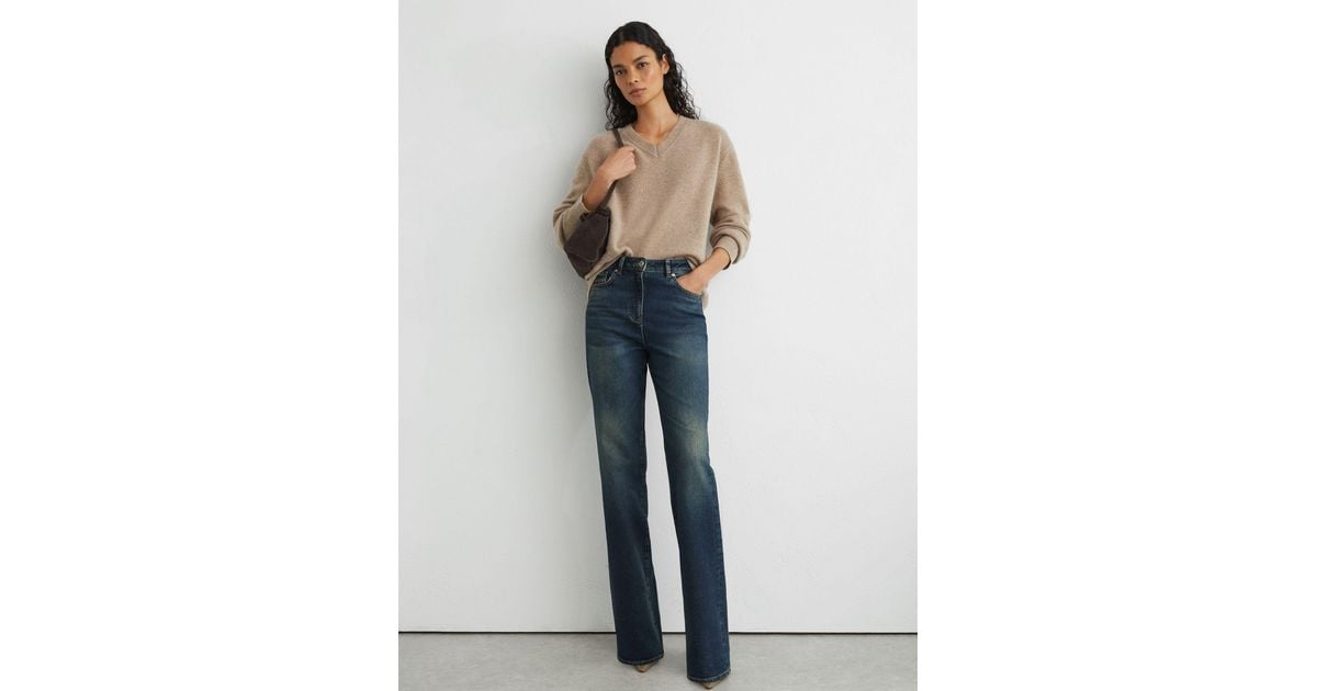 Reiss High-Rise Bootcut Jeans in Blue | Lyst