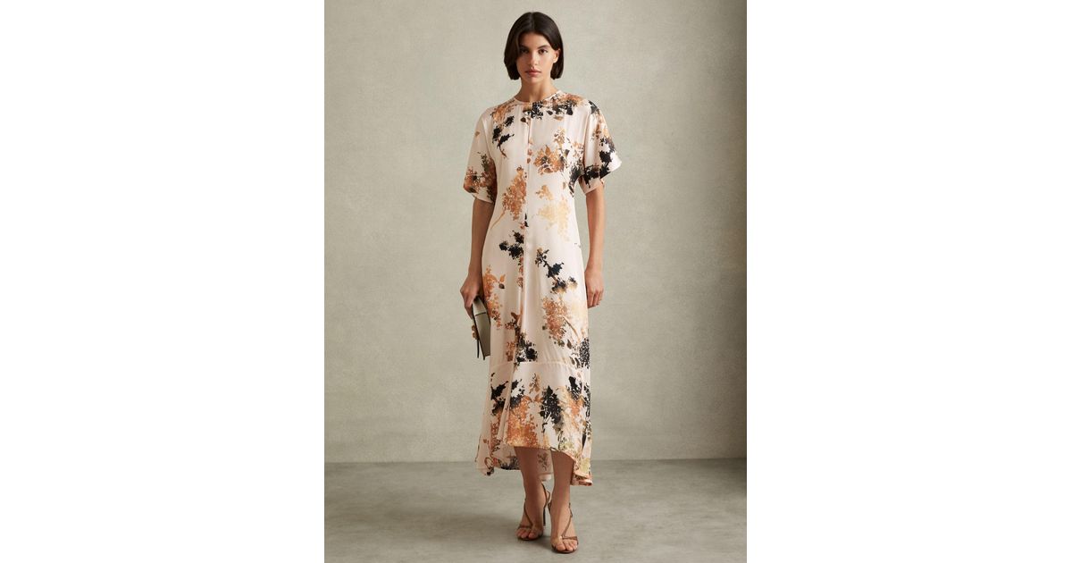 knee length dresses for ladies Lia Floral Midi Dress in Rust
