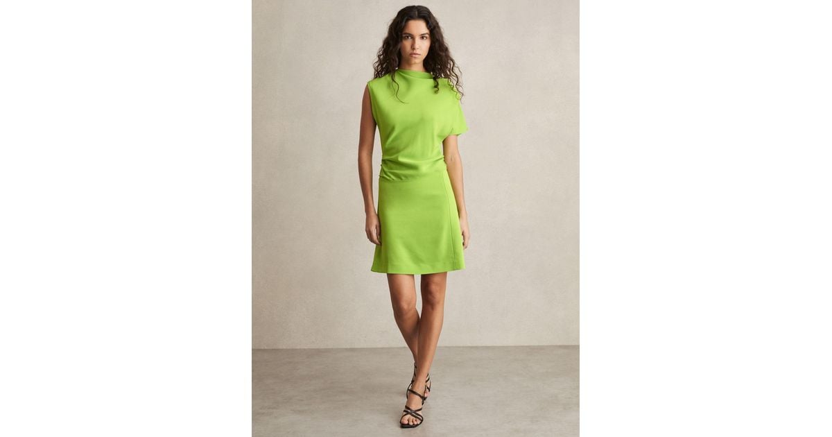 Reiss Freya - Green Asymmetric Ruched Mini Dress, Us 6 | Lyst