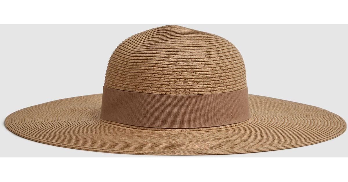 Reiss Emma - Natural Wide Brim Raffia Hat in Brown | Lyst