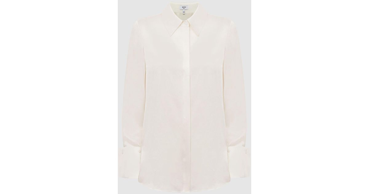 Reiss Hailey - Ivory Silk Shirt in White | Lyst