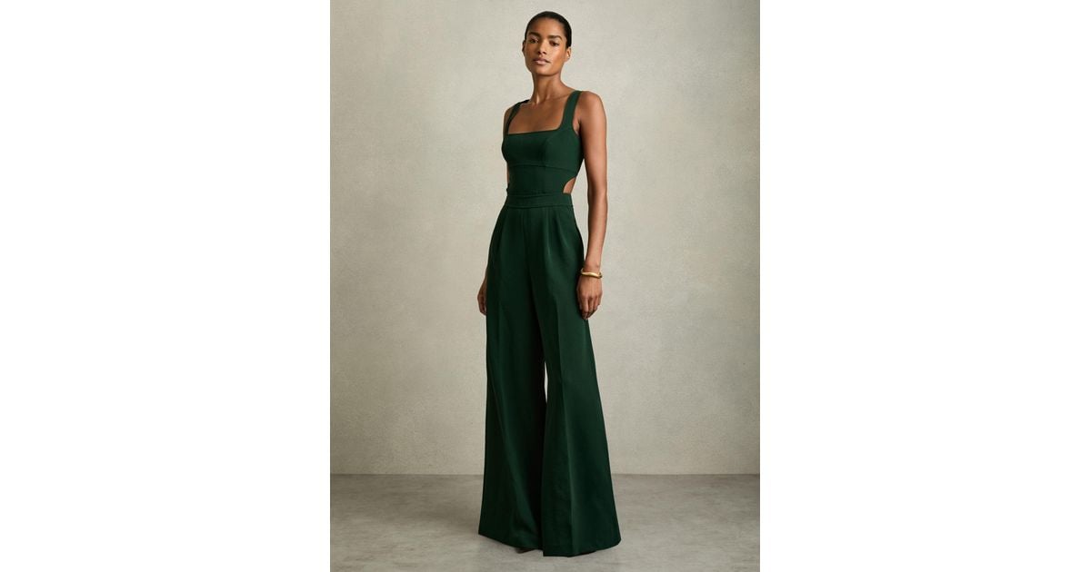 Reiss Dion Jumpsuit Plain in Green | Lyst