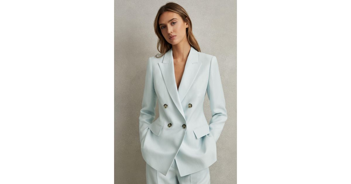 REISS☆Lori Breasted Suit Blazer ジャケット 2色【UK発】 Buy Reiss Blue Lori Viscose-Linen Double Breasted Suit