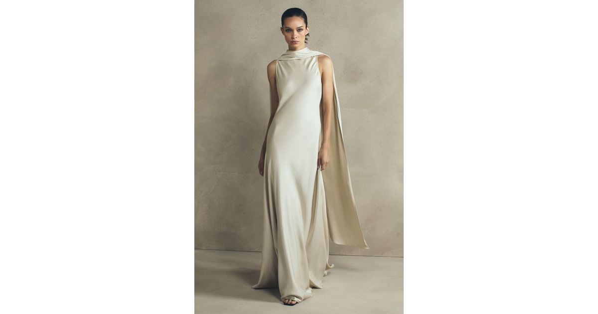 keira atelier duchess satin cape maxi dress REISS Keira Atelier Duchess Satin Cape Maxi Dress