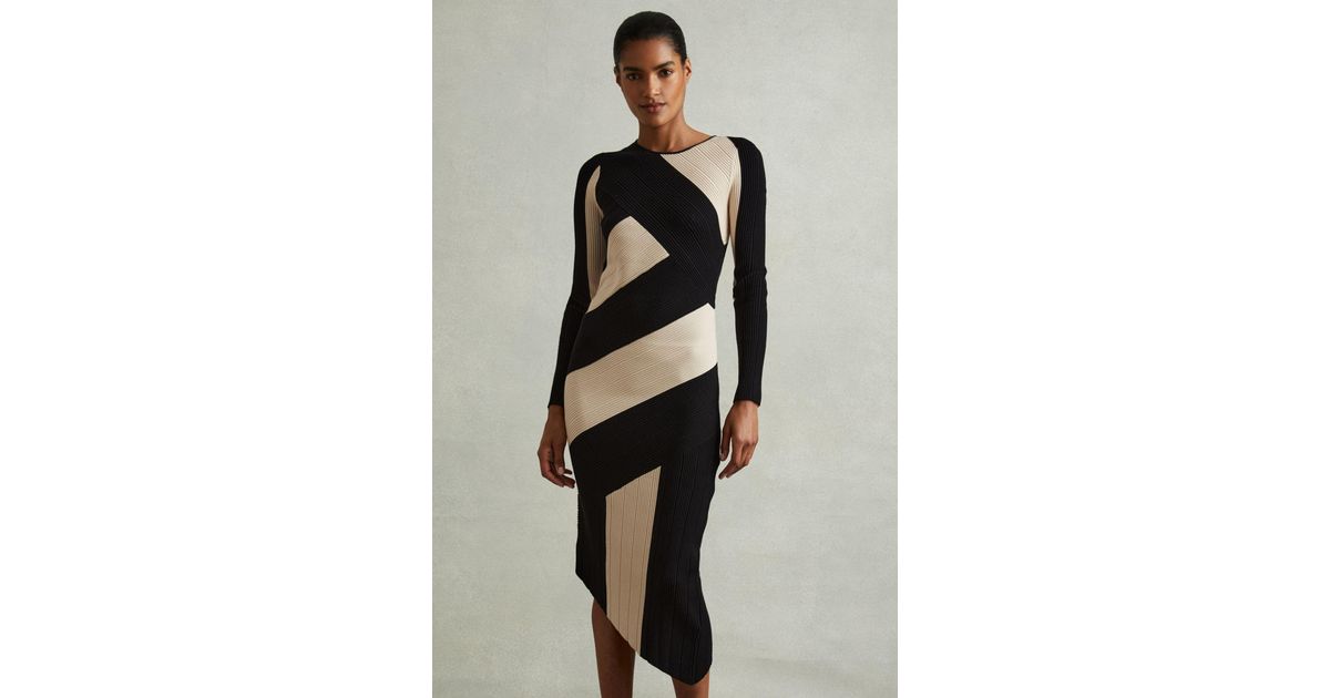 Reiss Jem - Black/camel Petite Knitted Colourblock