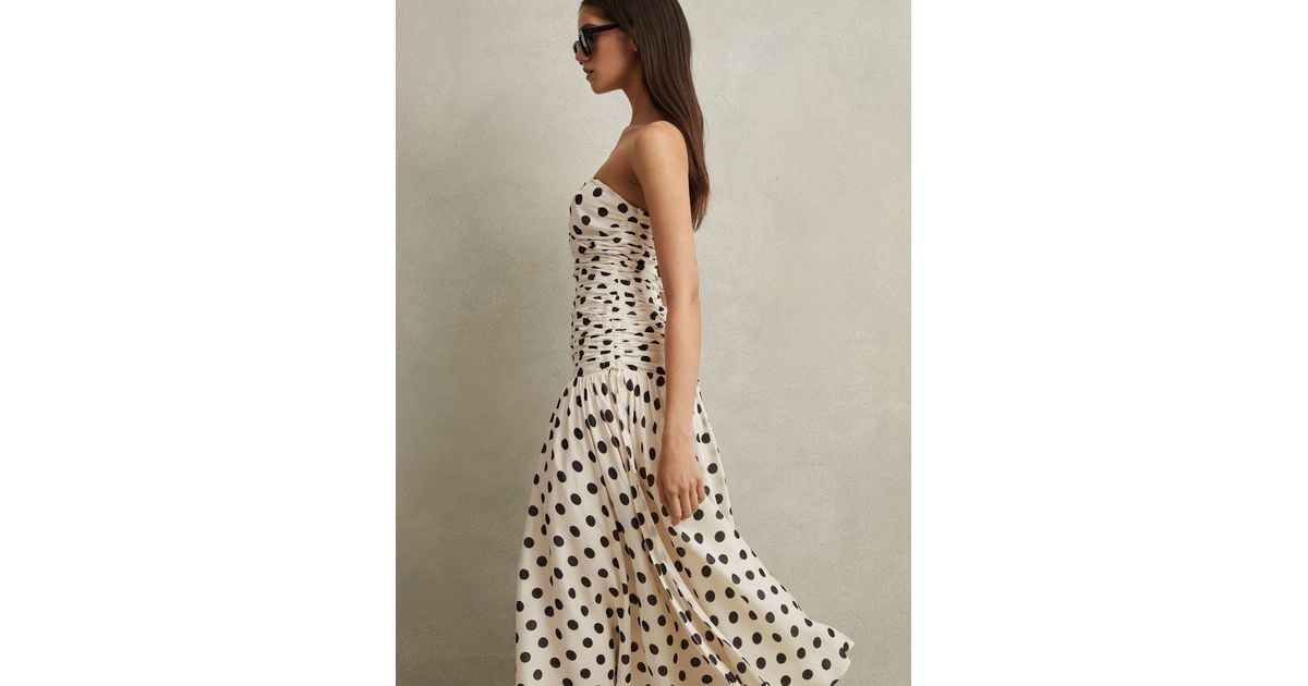 chinese dress ladies Keira Polka Dot Ruched Maxi Dress Ivory / M main image 0