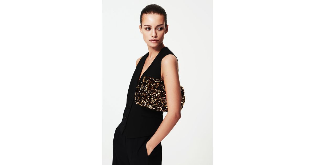 Reiss Mayfair Bronze Sequin Clutch Bag in Black Lyst