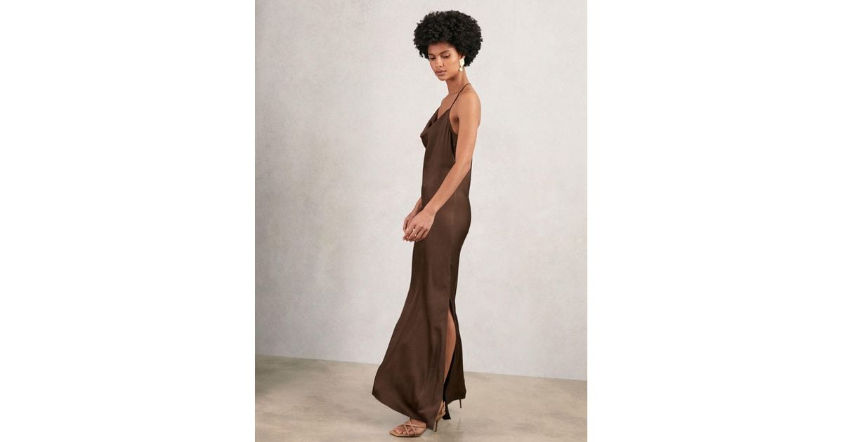 reiss brown satin dress Cowl Neck Slip in Color:LIGHT BROWN 27% Viscose autopostr_pinterest_60843 Black Long Sleeve One