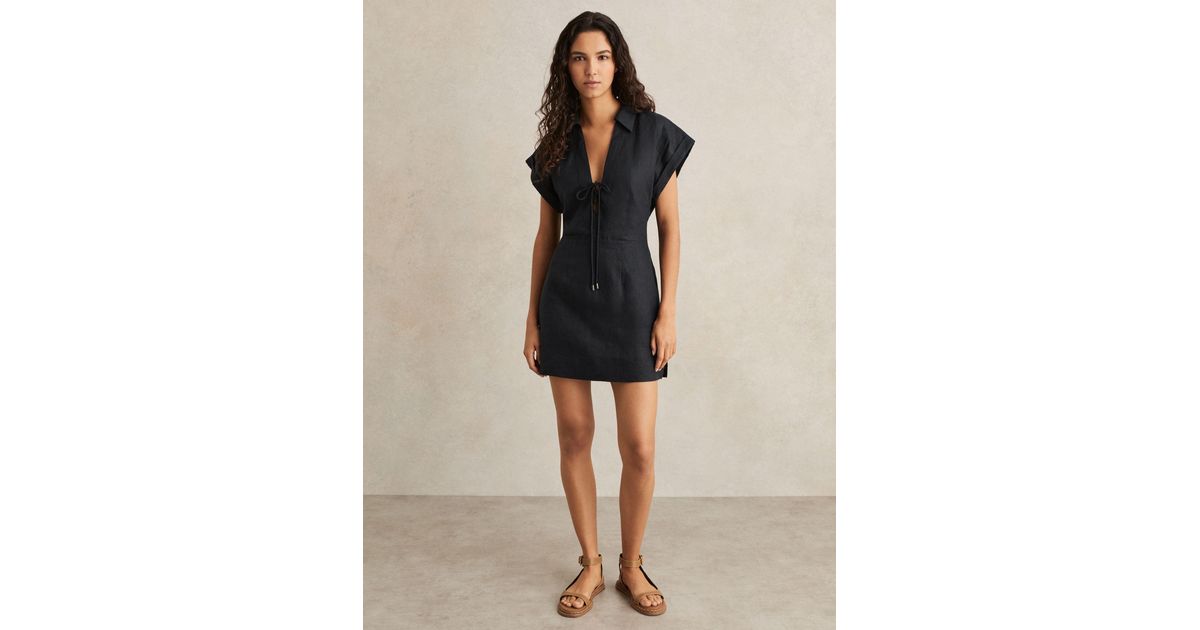 【海外限定】REISSワンピース☆Navy Gwen Tie Front Beach Cover Reiss Gwen Tie Front Beach Cover-Up Dress In Navy | Wardrobe