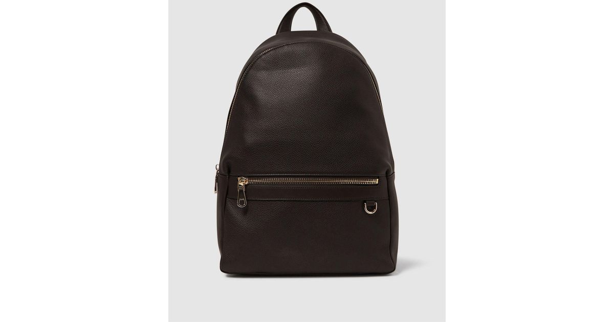 Reiss Drew Dark Brown Drew Leather Zipped Backpack in Black for Men
