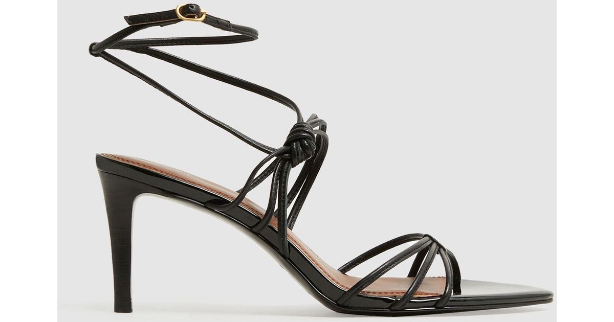 Reiss Black Leather Strappy Heels in White Lyst