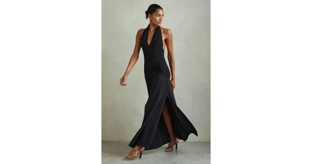 Reiss Rene - Navy Hybrid Knit Midi Dress, Xs in Blue | Lyst