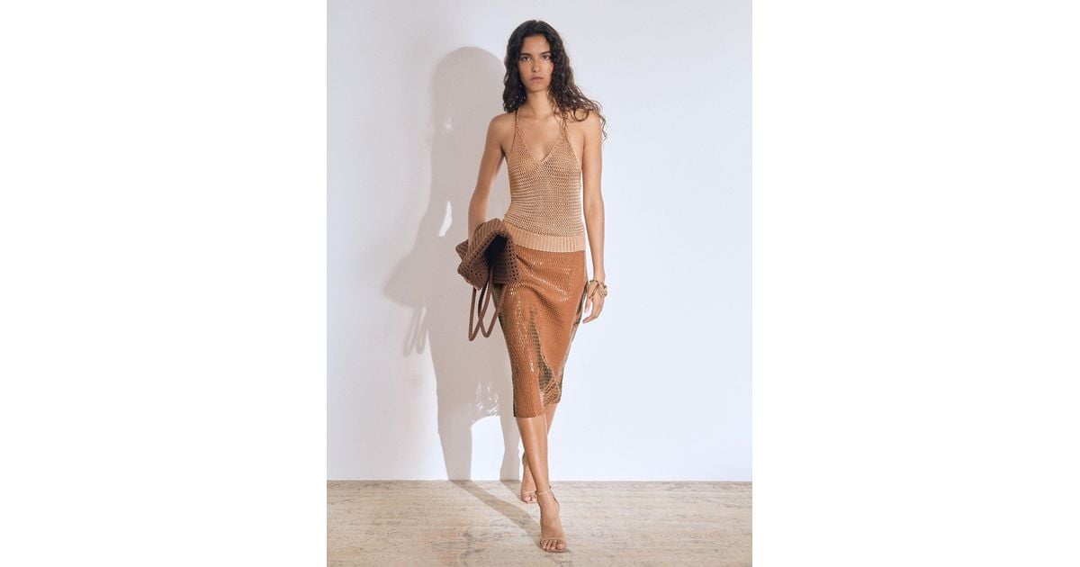 Reiss Raye - Tan Atelier Laser-cut Pencil Skirt, Us 10 in