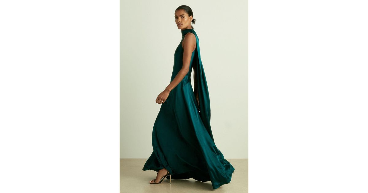 【海外限定】REISSドレス☆Green Fae Satin Cape Maxi Dress Shop Reiss - Fae Satin Cape Maxi Dress | Saks Fifth Avenue