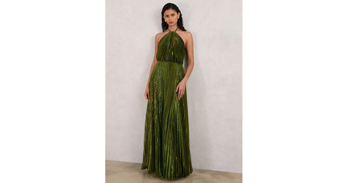 green halston dress HALSTON CASHMERE DRESS WITH XL SCARF – Jules_Eye main image 1