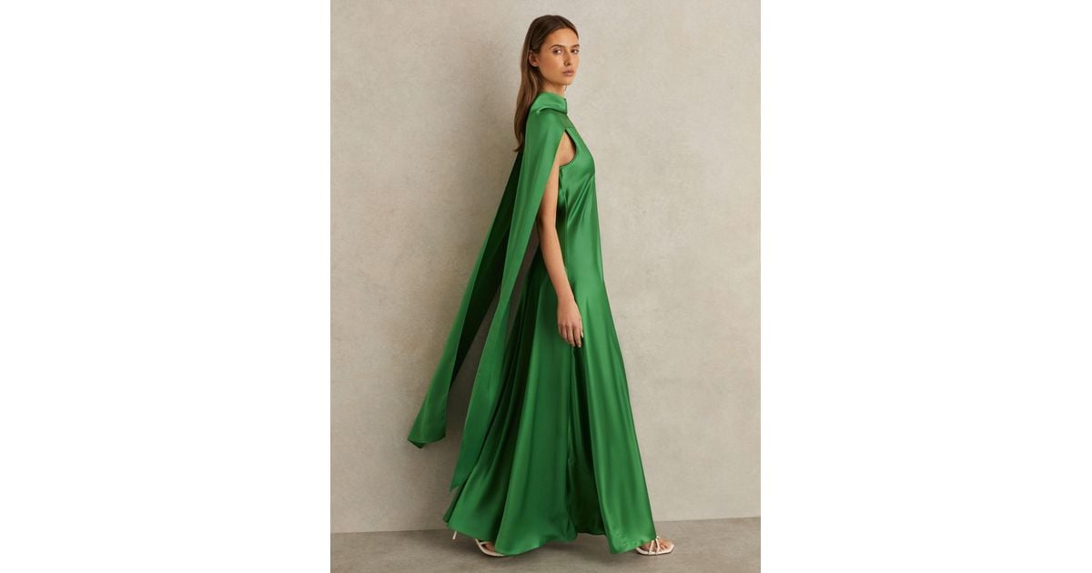 【海外限定】REISSドレス☆Green Fae Satin Cape Maxi Dress Buy Reiss Teal Fae Satin Cape Dress from the Next UK online shop