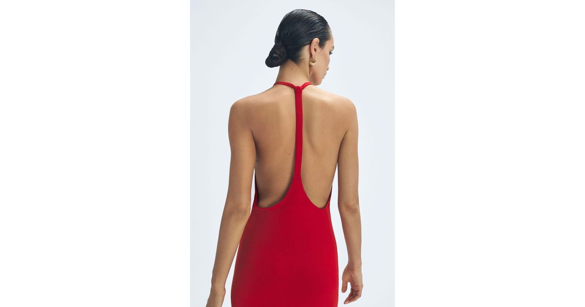 ATELIER Halter Neck Maxi Dress in Red | Lyst UK