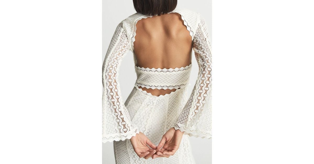 Reiss Aspen Ladies White Cotton Lace Midi Bodycon Dress Lyst UK