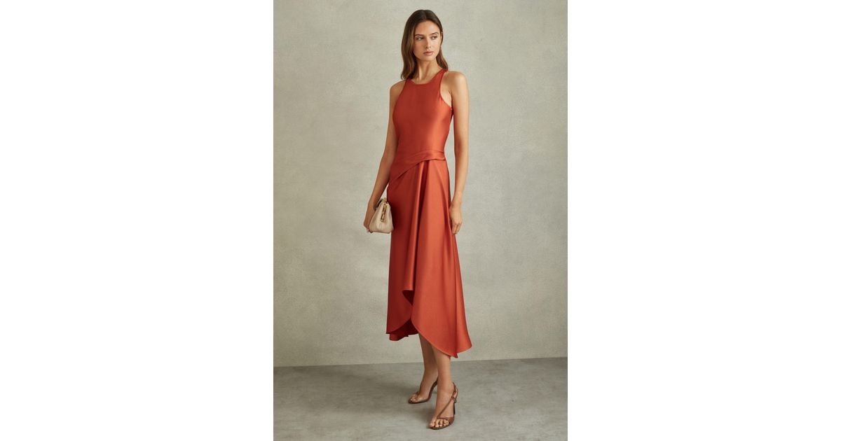 【海外限定】REISSドレス☆Micah Satin Drape Tuck Midi Dress i Buy Reiss Green Micah Petite Satin Drape Tuck Midi Dress