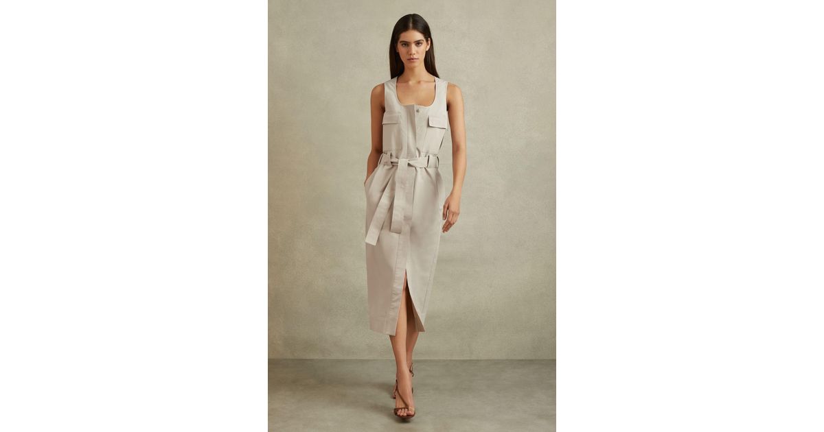 Reiss Utility Belted Midi Dress in Natural | Lyst UK Reiss Utility Belted Midi Dress in Natural | Lyst UK