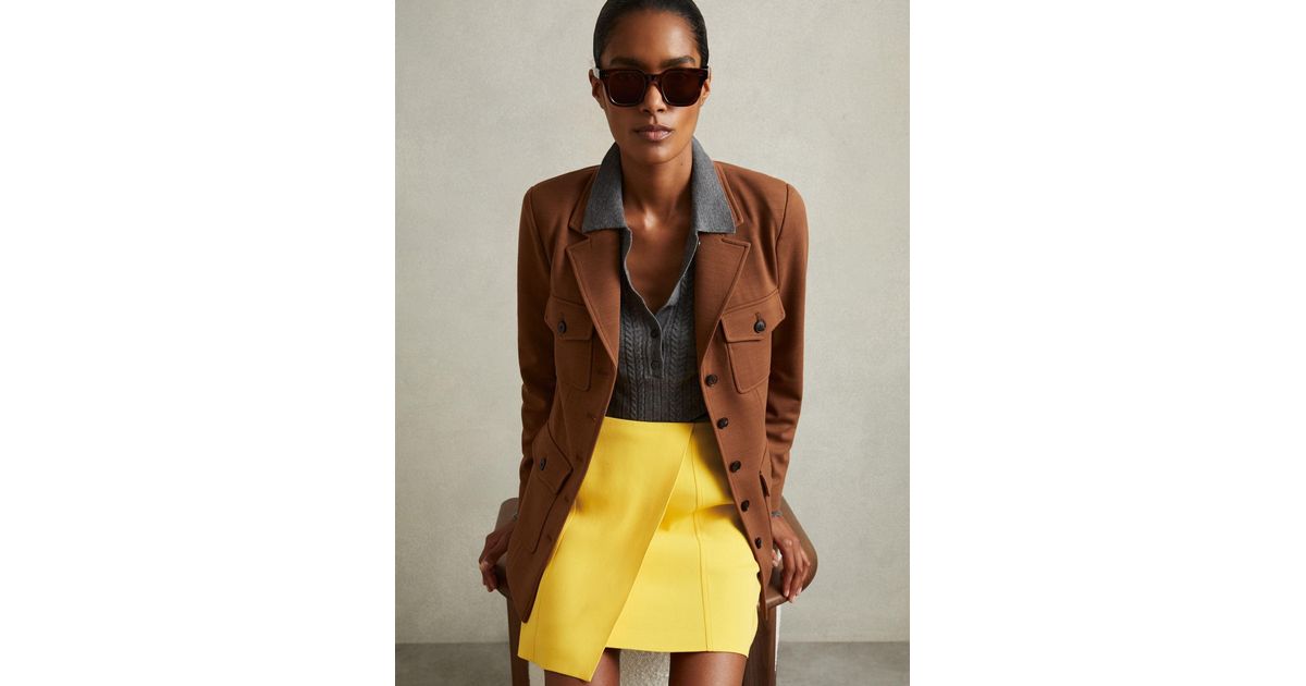 【海外限定】REISSスカート☆Cleo Cleo Yellow Cross-Over Mini REISS Cross-Over Mini Skirt in Yellow | endource