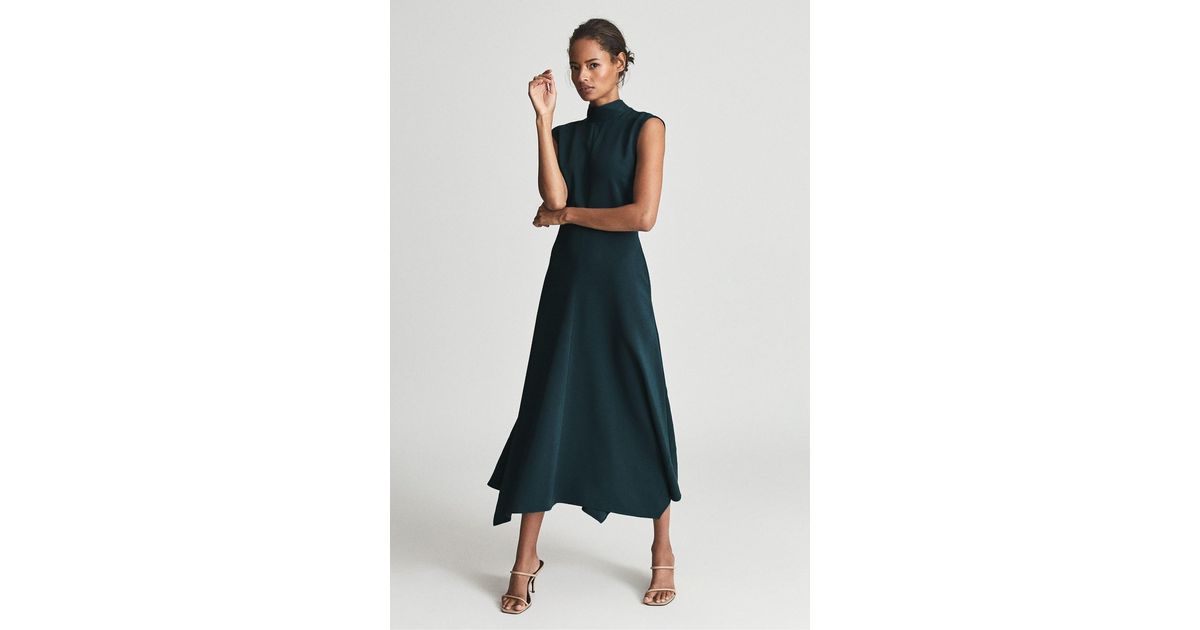 livvy open back midi dress Reiss Livvy Open Back Midi Dress in Blue