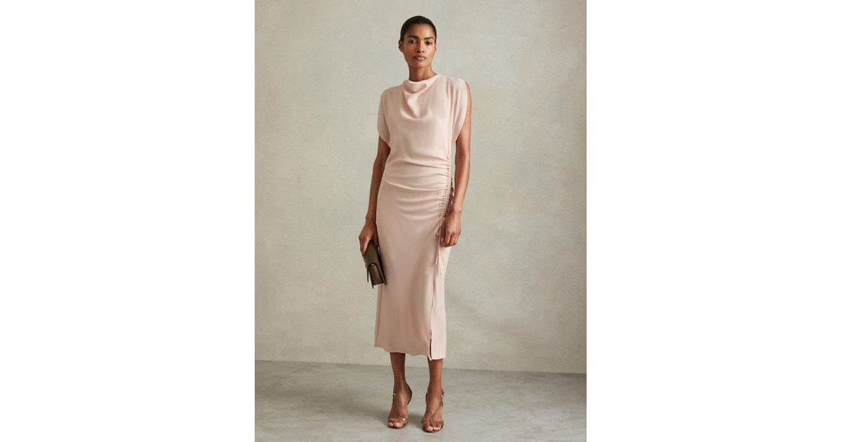 【海外限定】REISSドレス☆Cream Bonnie Midi Dress Reiss Cowl Neck Midi Dress in Natural | Lyst