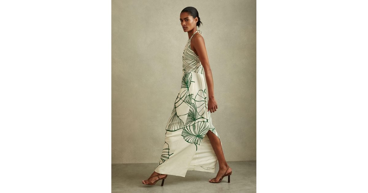 【海外限定】REISSドレス☆Lexi Floral Sketch Halter Neck Maxi Przeglądaj Reiss Lexi Floral Sketch Halter Neck Maxi Dress z