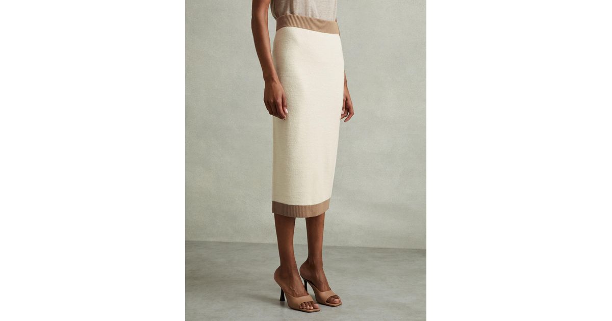 Reiss Cream Camel Nia Wool Midi Pencil Skirt in Natural Lyst UK