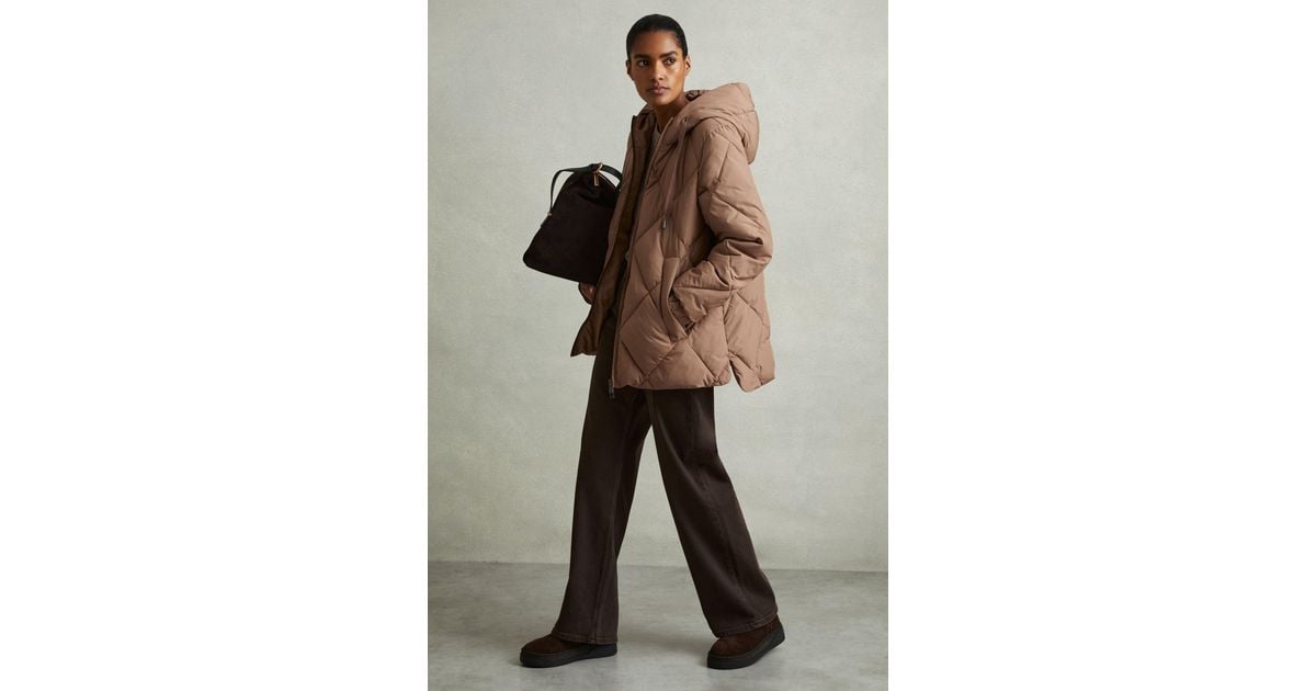 REISS☆Thea Quilted Puffer キルティングコート 2色【UK発】 Reiss Thea Puffer Coat Quilted in Brown | Lyst