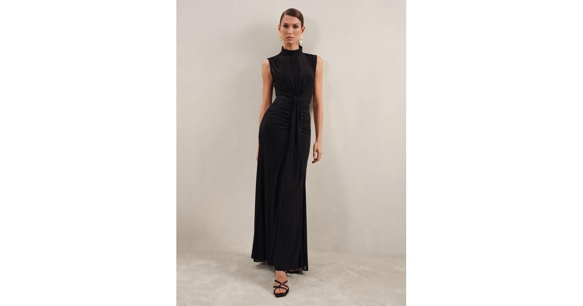 【海外限定】REISSドレス☆Black Daniella Petite Sheer Ruched Reiss Sheer Ruched Maxi Dress in Black - REISS
