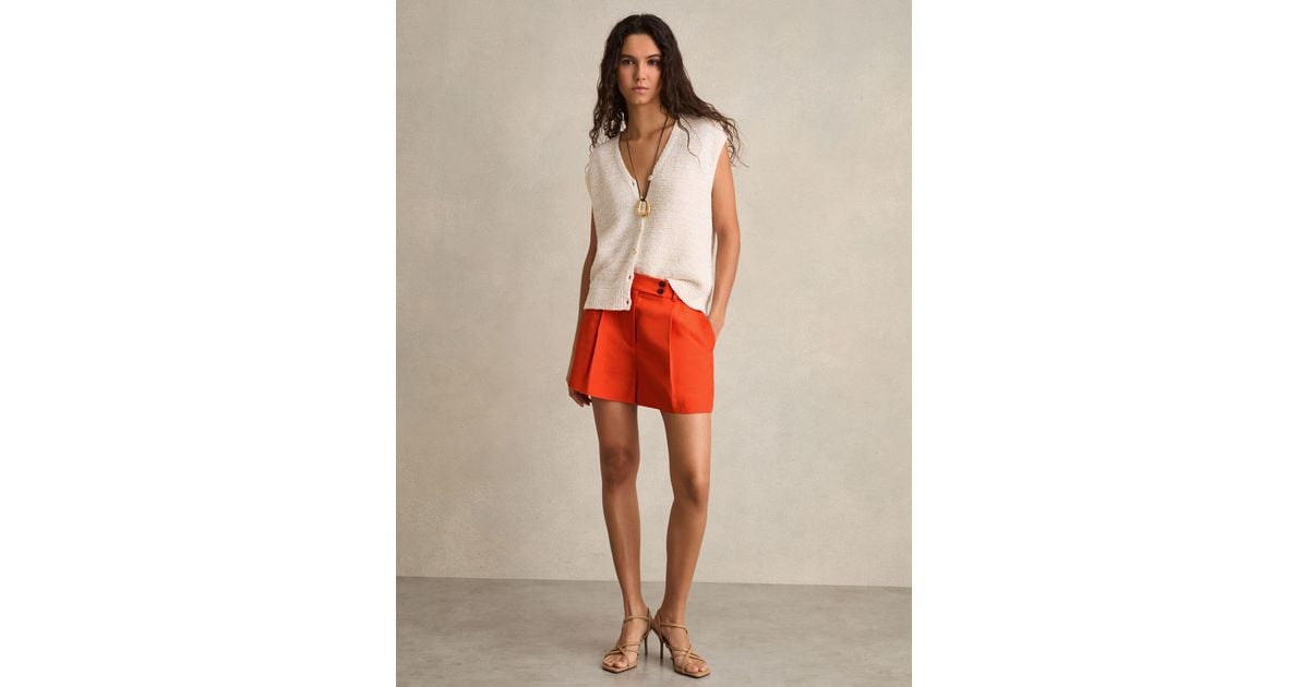 Reiss Raine - Orange Tailored Shorts With Linen, Us 6 | Lyst UK