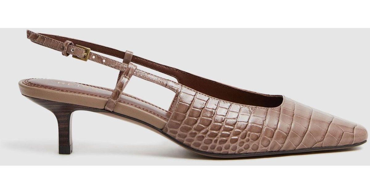 Reiss Jade - Taupe Leather Slingback Heels in Grey | Lyst UK